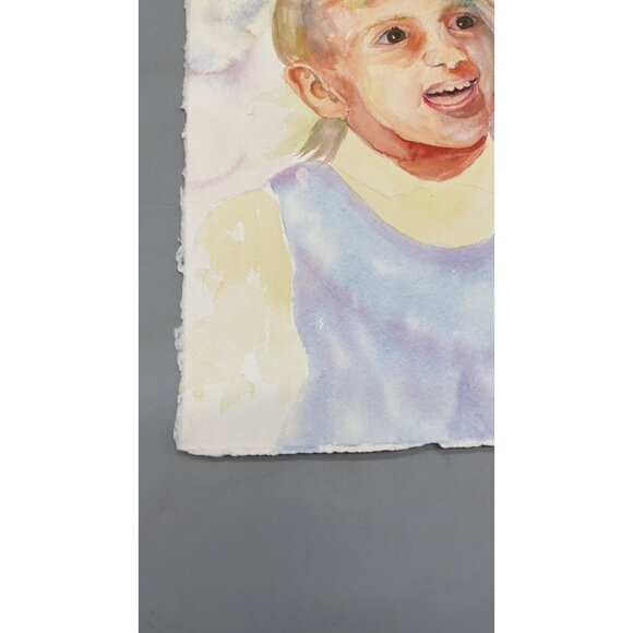 Watercolor Portrait Of Young Girl On Heavy Paper light colors 15x11" READ - Picture 6 of 6